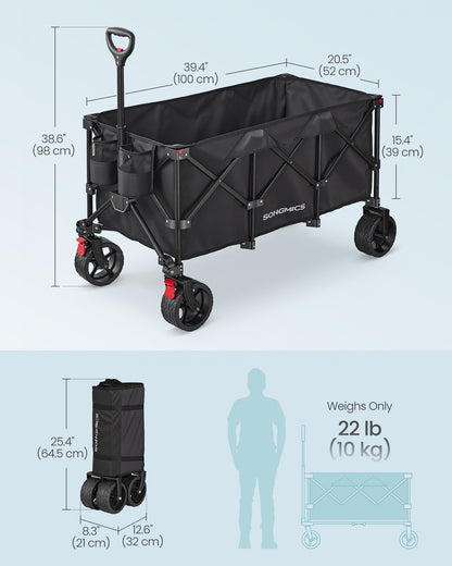 Foldable Garden Camping Trolley 150 kg 200 L Ink Black - image 7