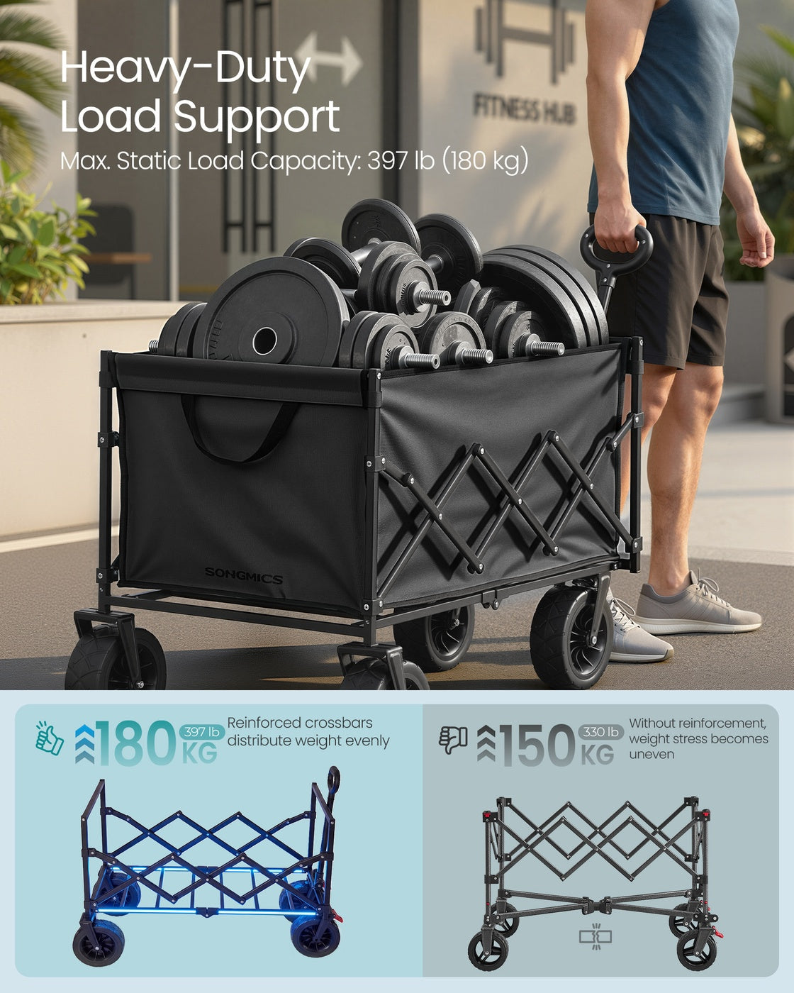Foldable Camping Trolley with 4 Reinforced Wheels - image 39