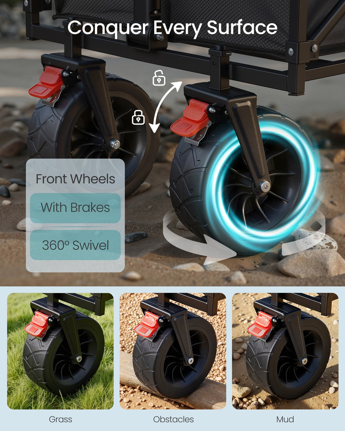 Foldable Camping Trolley with 4 Reinforced Wheels - image 42