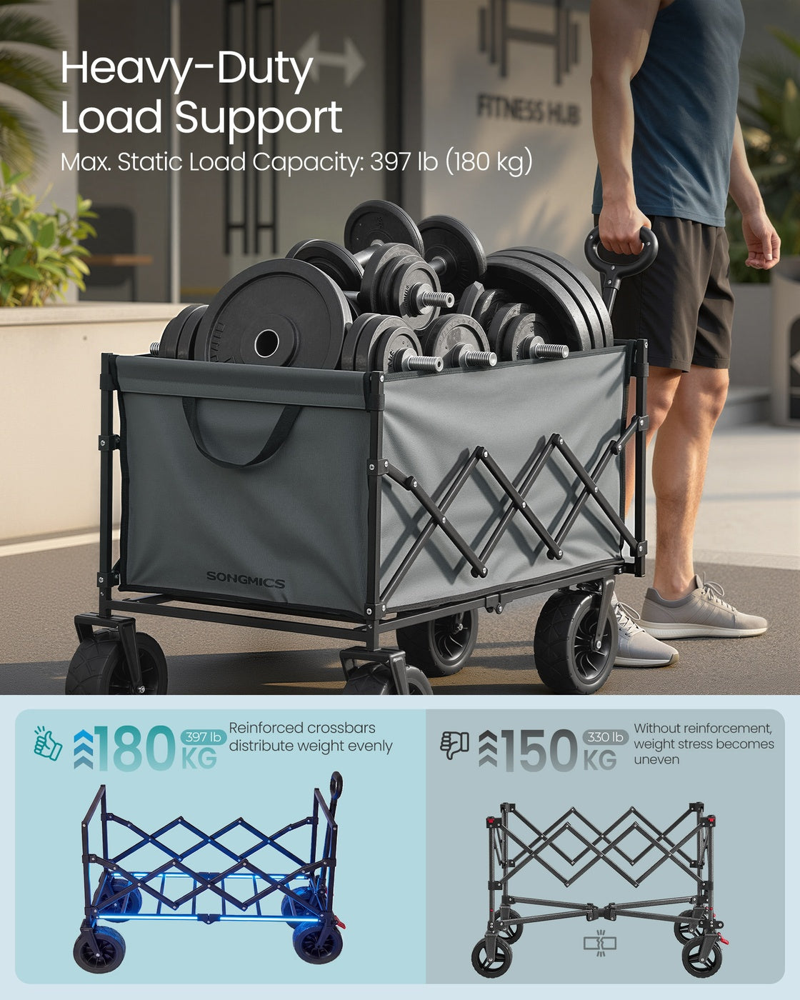 Foldable Camping Trolley with 4 Reinforced Wheels - image 48