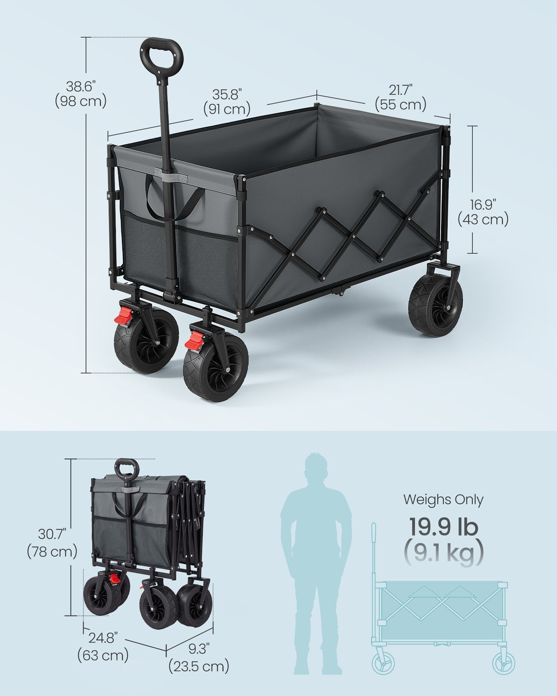 Foldable Camping Trolley with 4 Reinforced Wheels - image 52