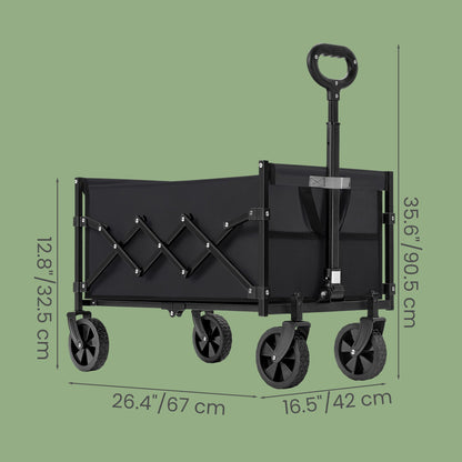 Outdoor Utility Wagon, Folding Garden Cart with Adjustable Handle - image 3