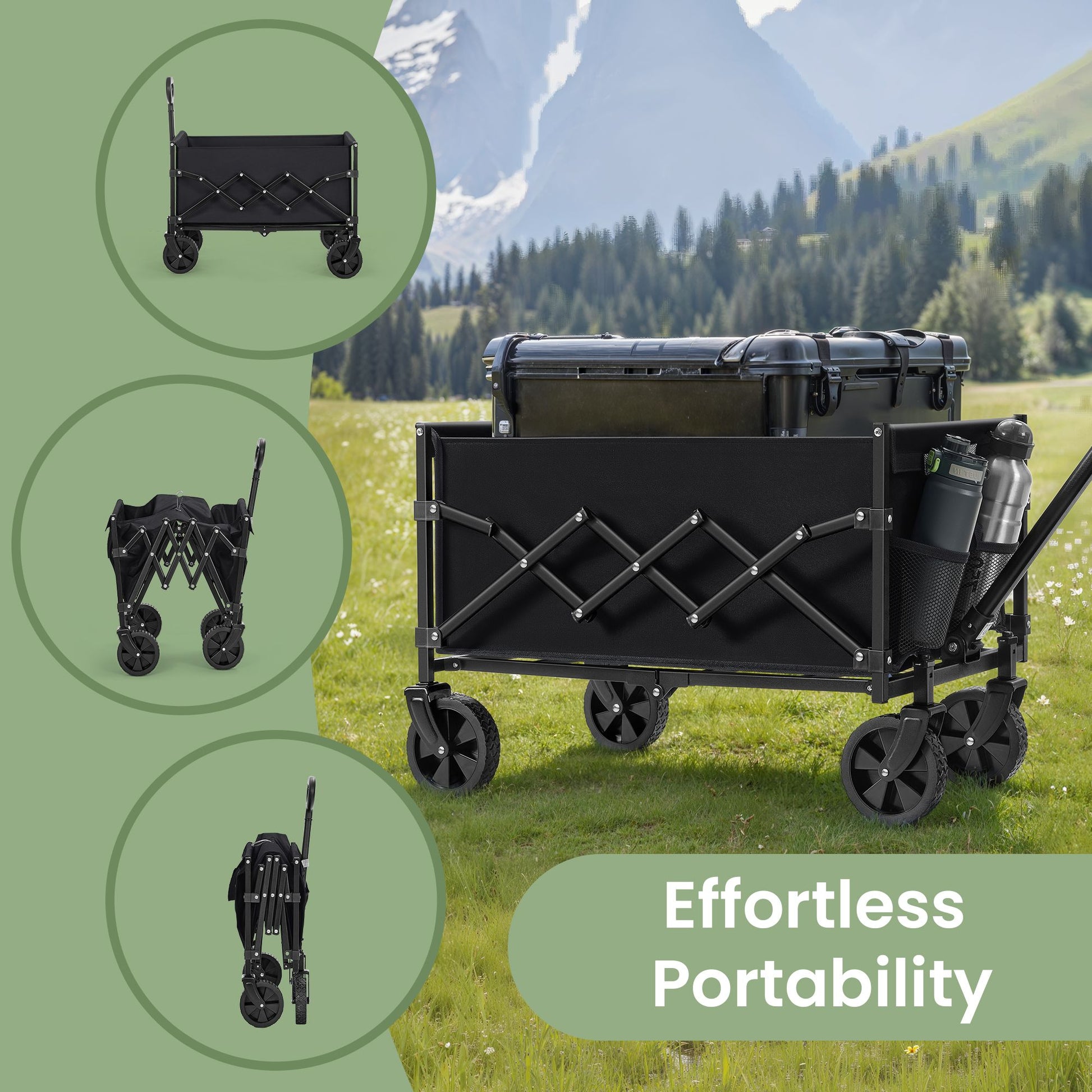 Outdoor Utility Wagon, Folding Garden Cart with Adjustable Handle - image 7
