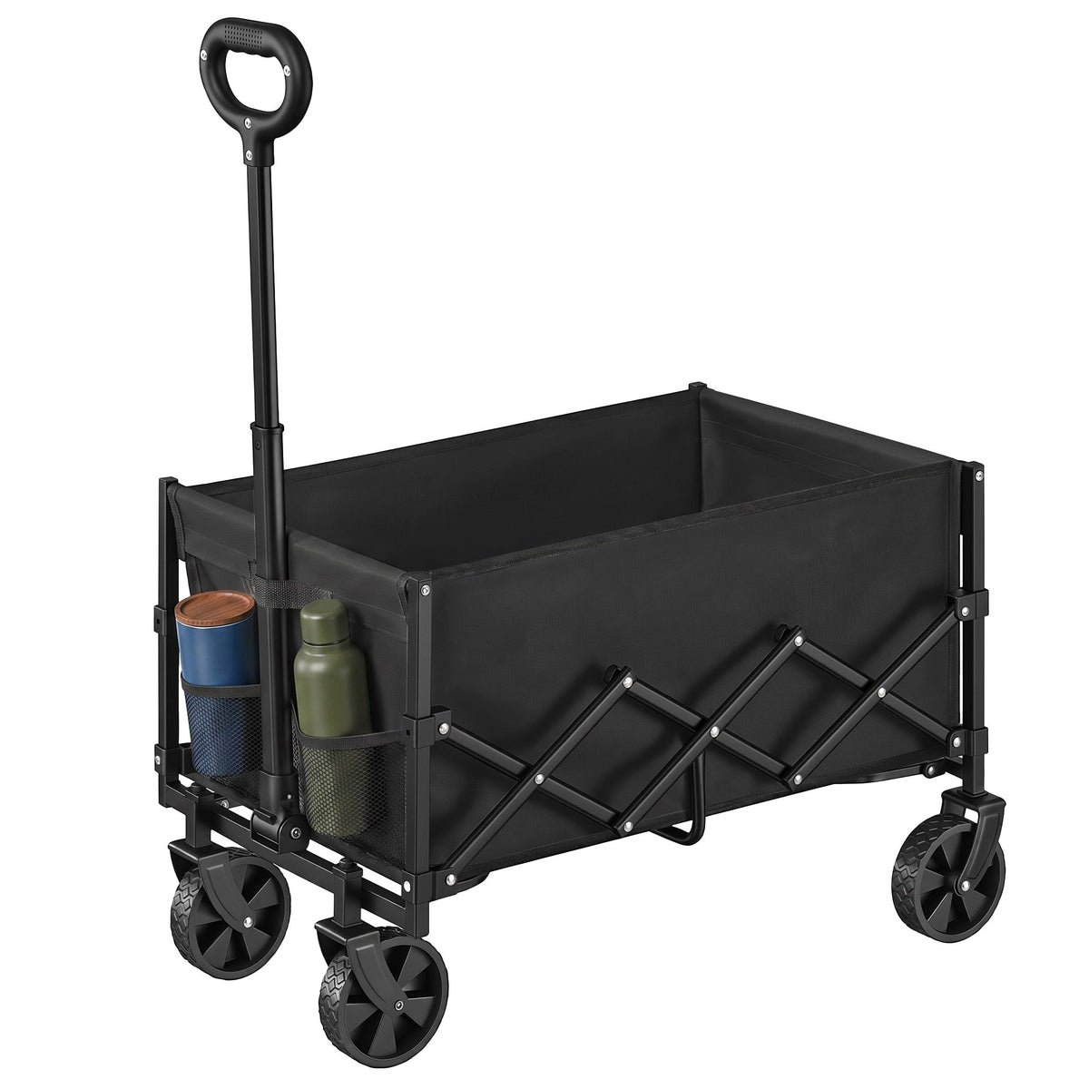 Outdoor Utility Wagon, Folding Garden Cart with Adjustable Handle