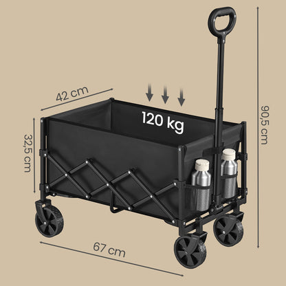 Outdoor Utility Wagon, Folding Garden Cart with Adjustable Handle