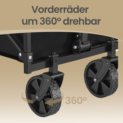 Outdoor Utility Wagon, Folding Garden Cart with Adjustable Handle