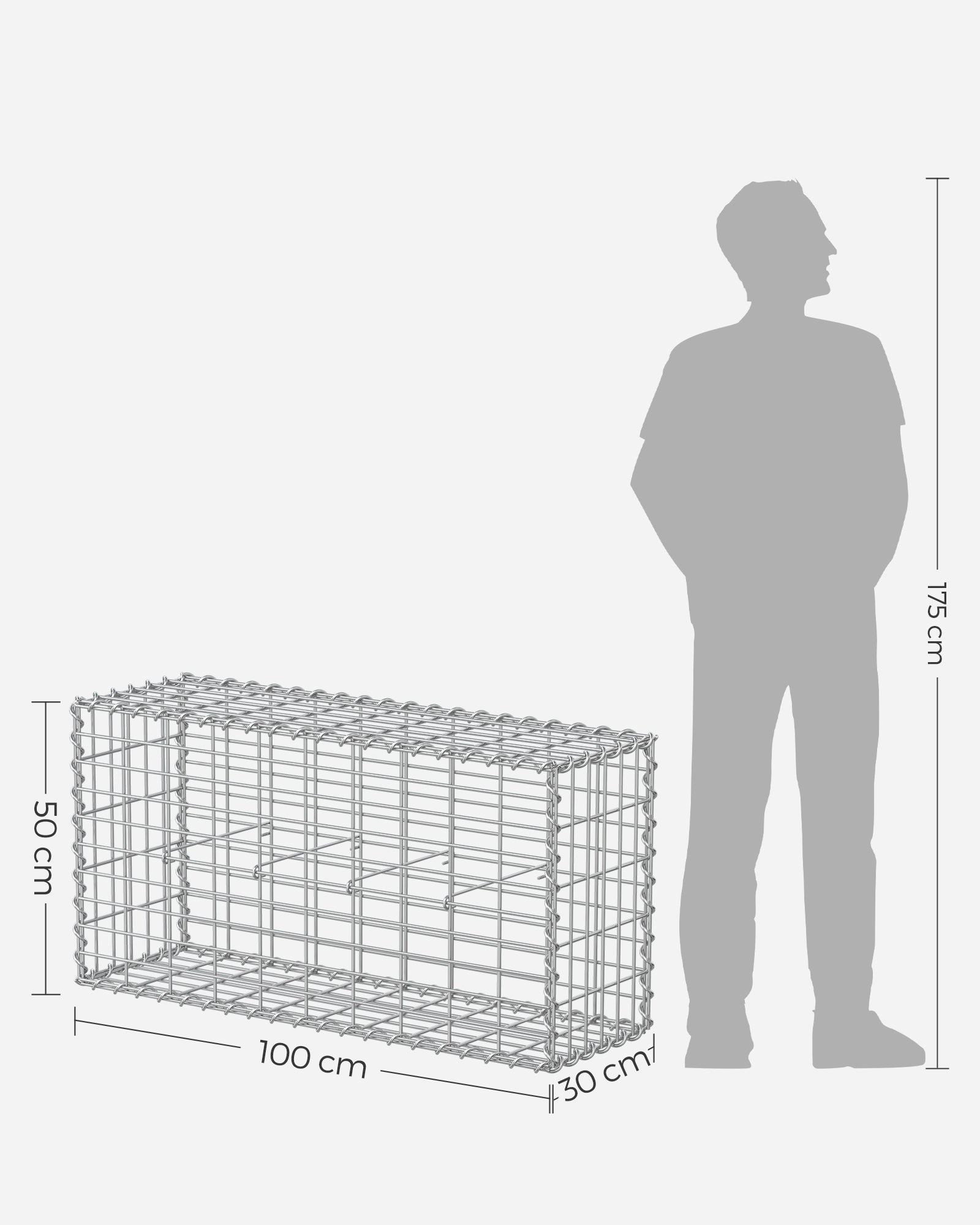 Gabion Basket, Metal Gabion Cages for Stones 100 x 50 x 30 cm - image 24