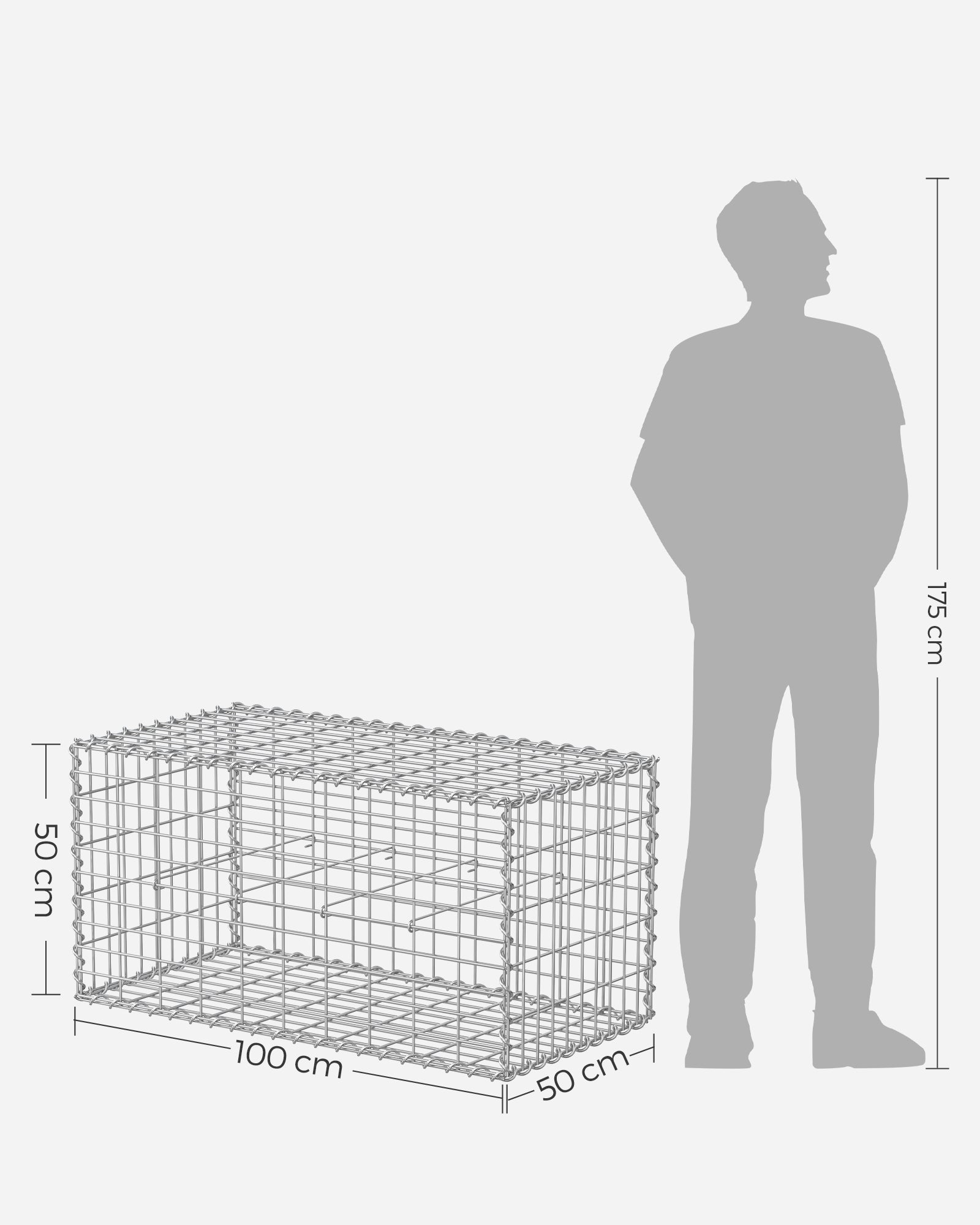 Gabion Basket Garden Fence 100 x 50 x 50 cm - image 24