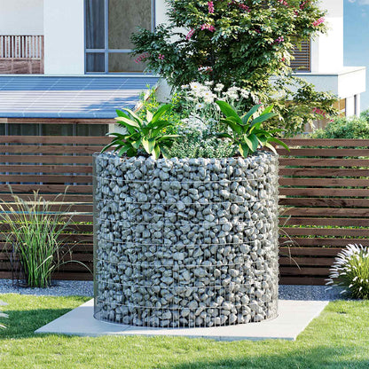 Silver Metal Round Tall Gabion Planter, 90 x 80 cm (Dia. x H) - image 3