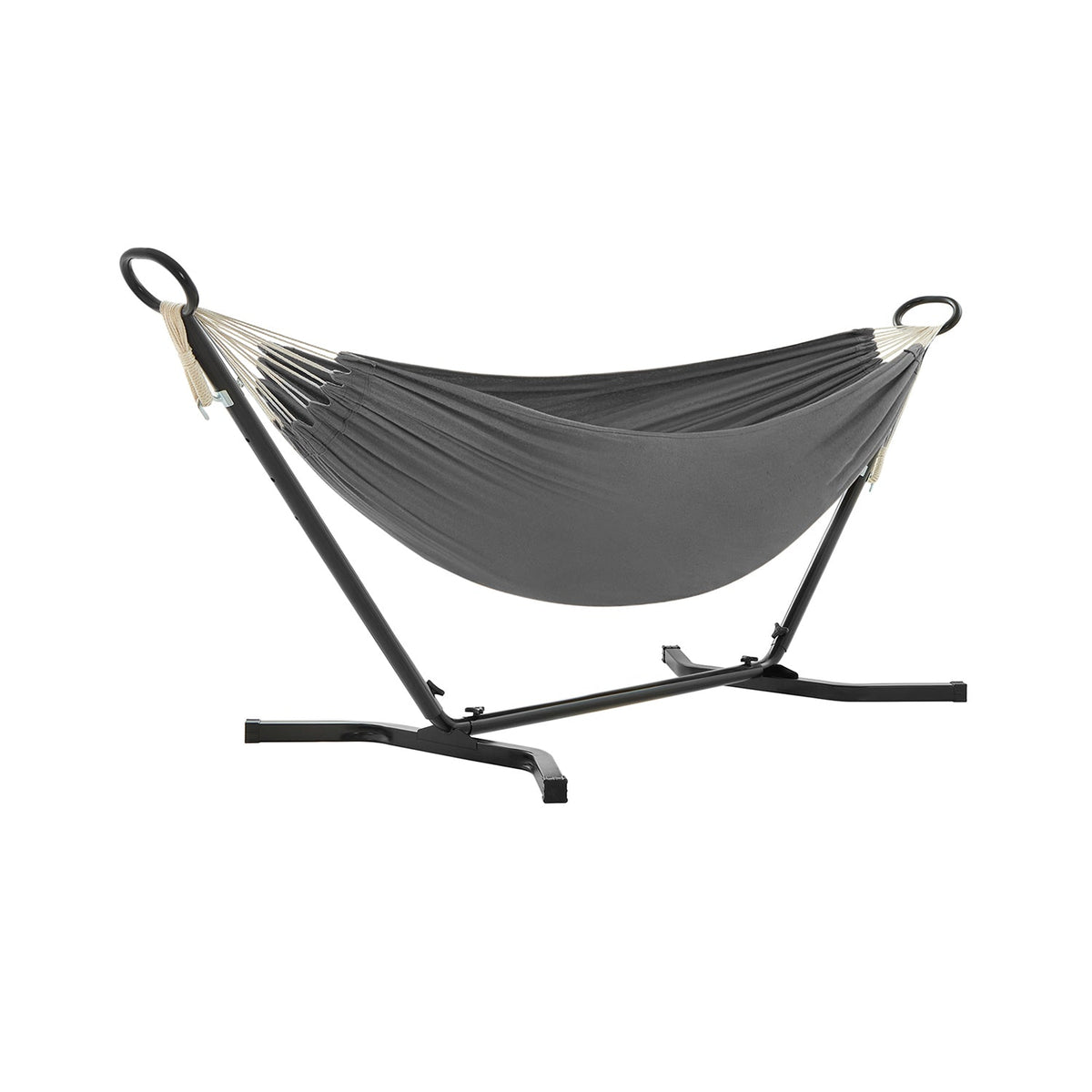 Grey Hammock with Black Metal Stand — 210 x 150 cm