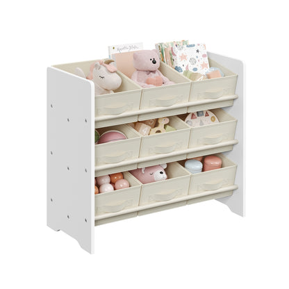 Toy Organiser Kid Toy Shelf with 9 Non-Woven Fabric Boxes Cloud White - image 2