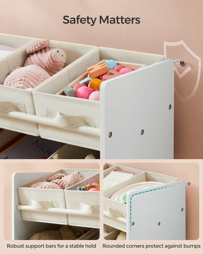 Toy Organiser Kid Toy Shelf with 9 Non-Woven Fabric Boxes Cloud White - image 5