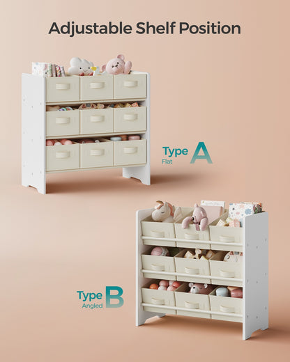 Toy Organiser Kid Toy Shelf with 9 Non-Woven Fabric Boxes Cloud White - image 6