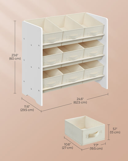 Toy Organiser Kid Toy Shelf with 9 Non-Woven Fabric Boxes Cloud White - image 7
