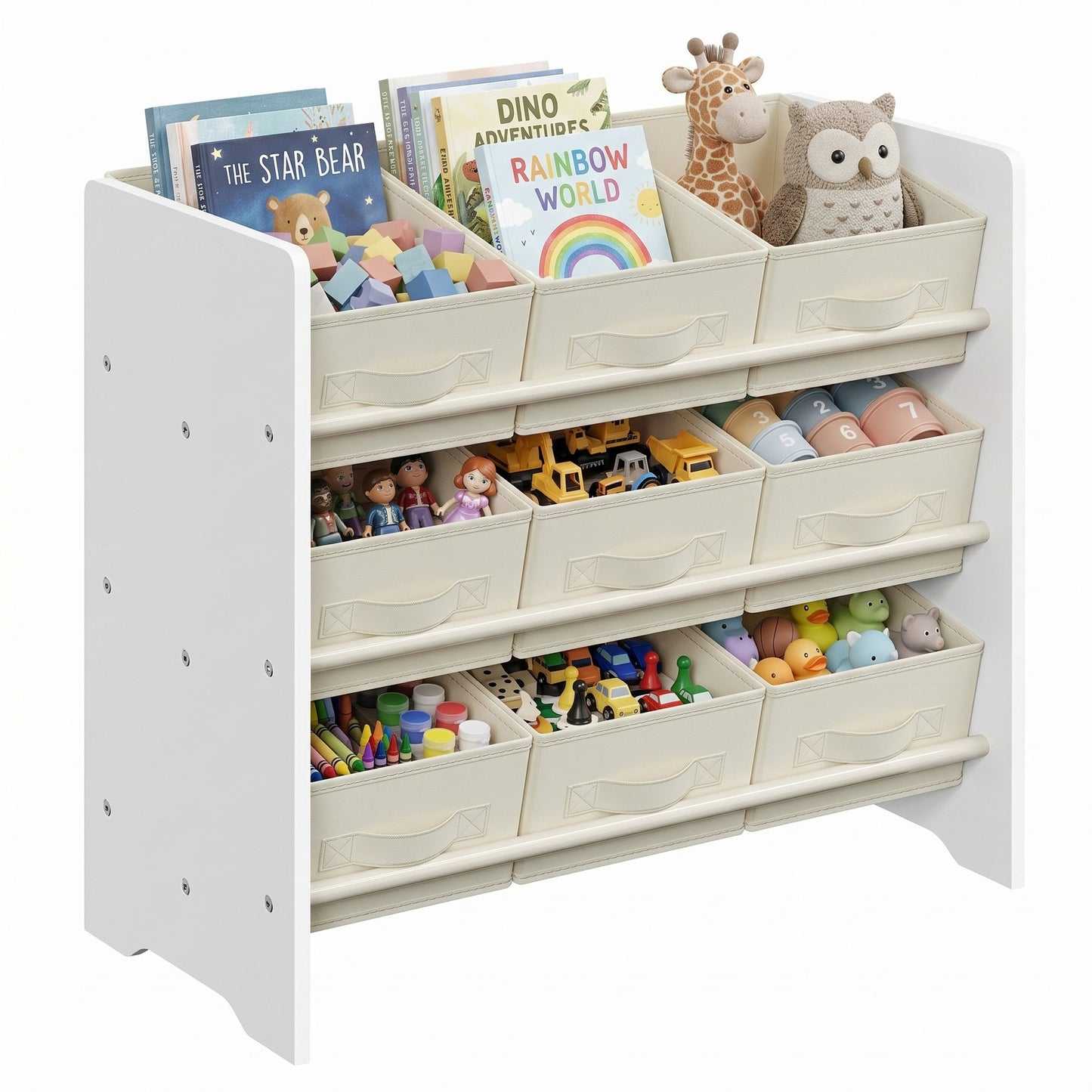 Toy Organiser, Kid Toy Shelf with 9 Non-Woven Fabric Boxes, for Children's Room and Playroom - image 2