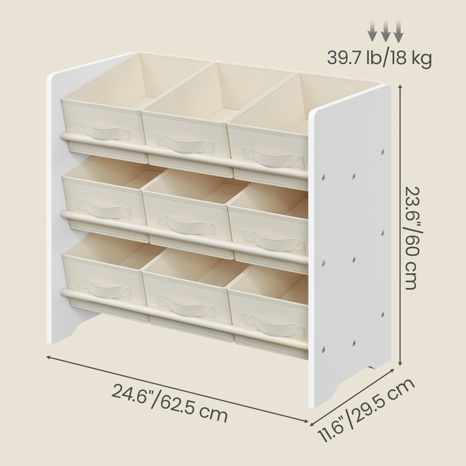 Toy Organiser, Kid Toy Shelf with 9 Non-Woven Fabric Boxes, for Children's Room and Playroom - image 3