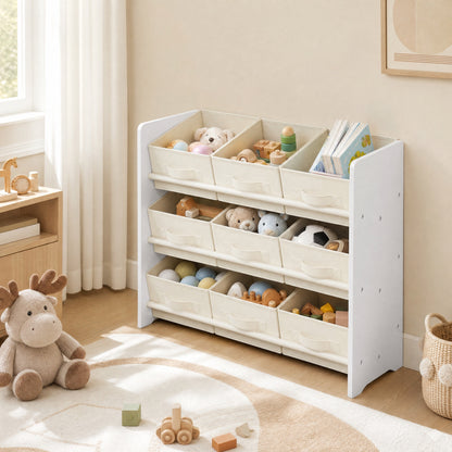 Toy Organiser, Kid Toy Shelf with 9 Non-Woven Fabric Boxes, for Children's Room and Playroom - image 4