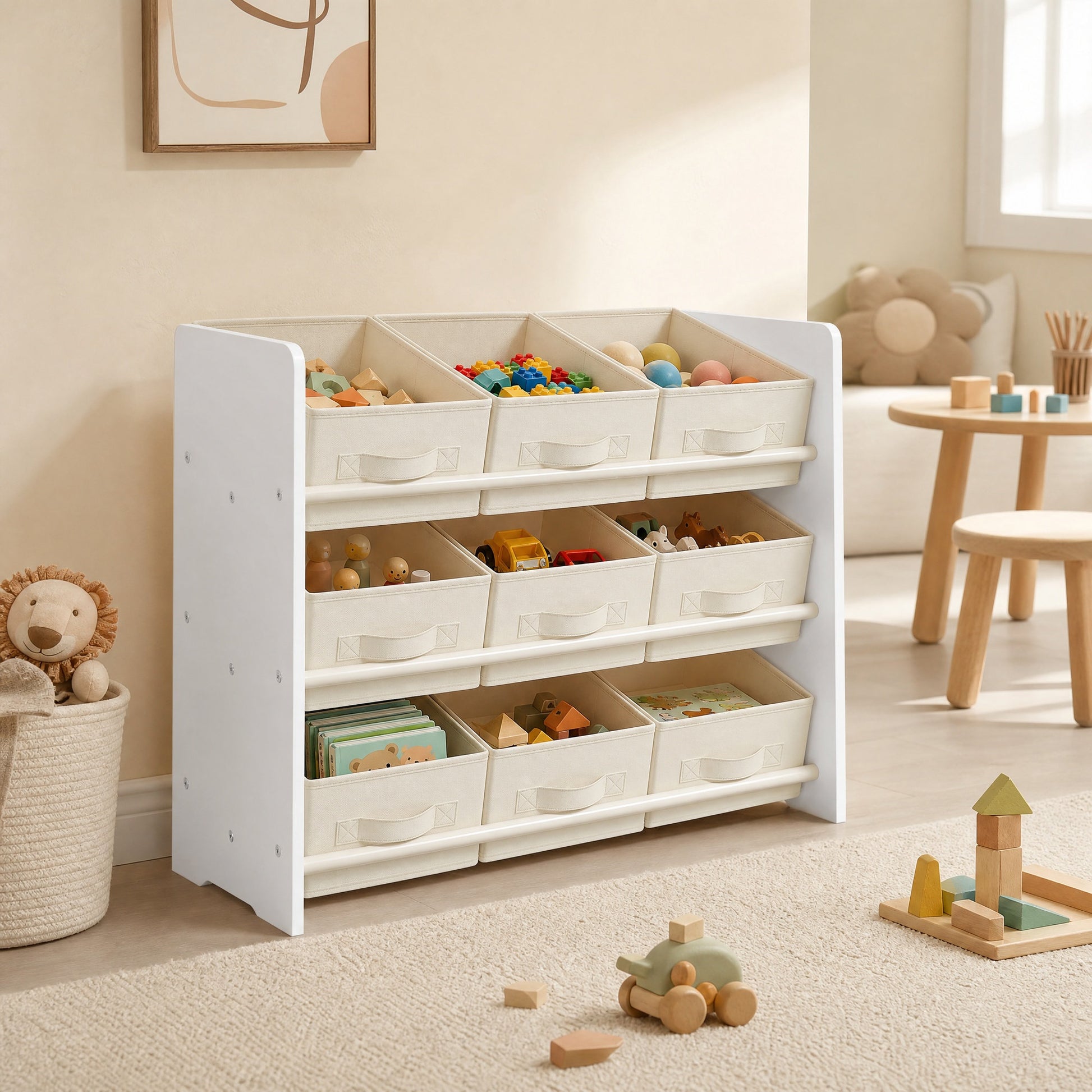 Toy Organiser, Kid Toy Shelf with 9 Non-Woven Fabric Boxes, for Children's Room and Playroom - image 5