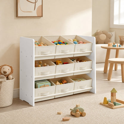 Toy Organiser, Kid Toy Shelf with 9 Non-Woven Fabric Boxes, for Children's Room and Playroom - image 5