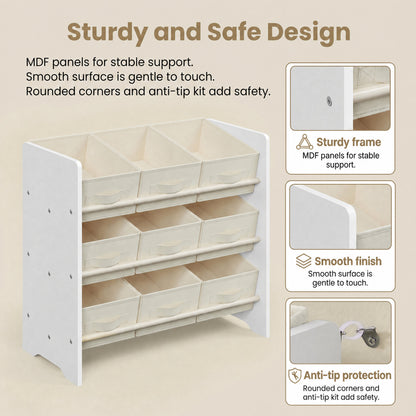 Toy Organiser, Kid Toy Shelf with 9 Non-Woven Fabric Boxes, for Children's Room and Playroom - image 7