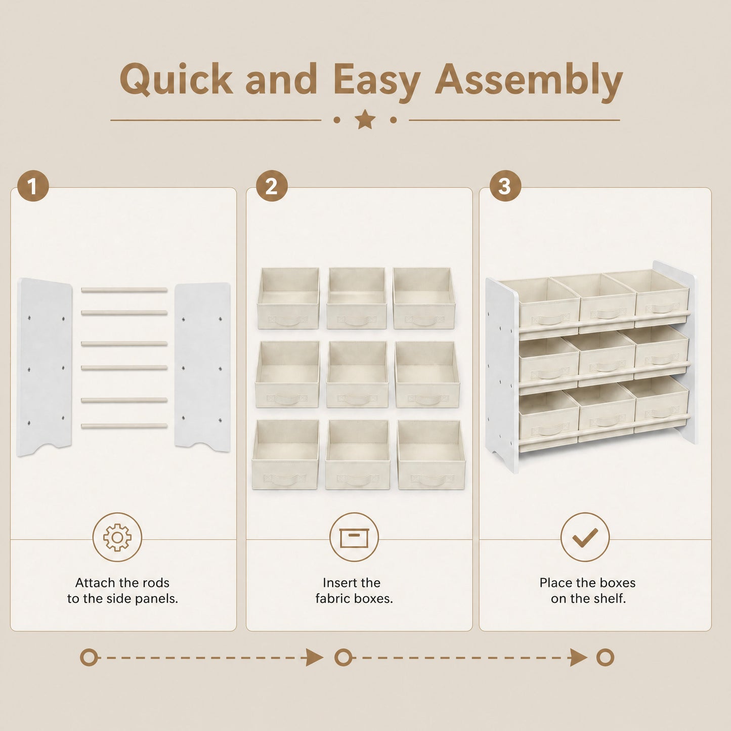Toy Organiser, Kid Toy Shelf with 9 Non-Woven Fabric Boxes, for Children's Room and Playroom - image 8