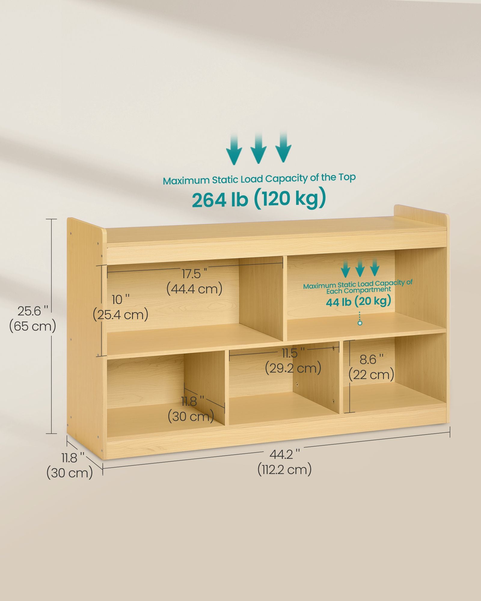 Kids' Toy Storage Shelf, Montessori Shelf with 5 Compartments, Storage Unit for Children's Room Playroom - image 3
