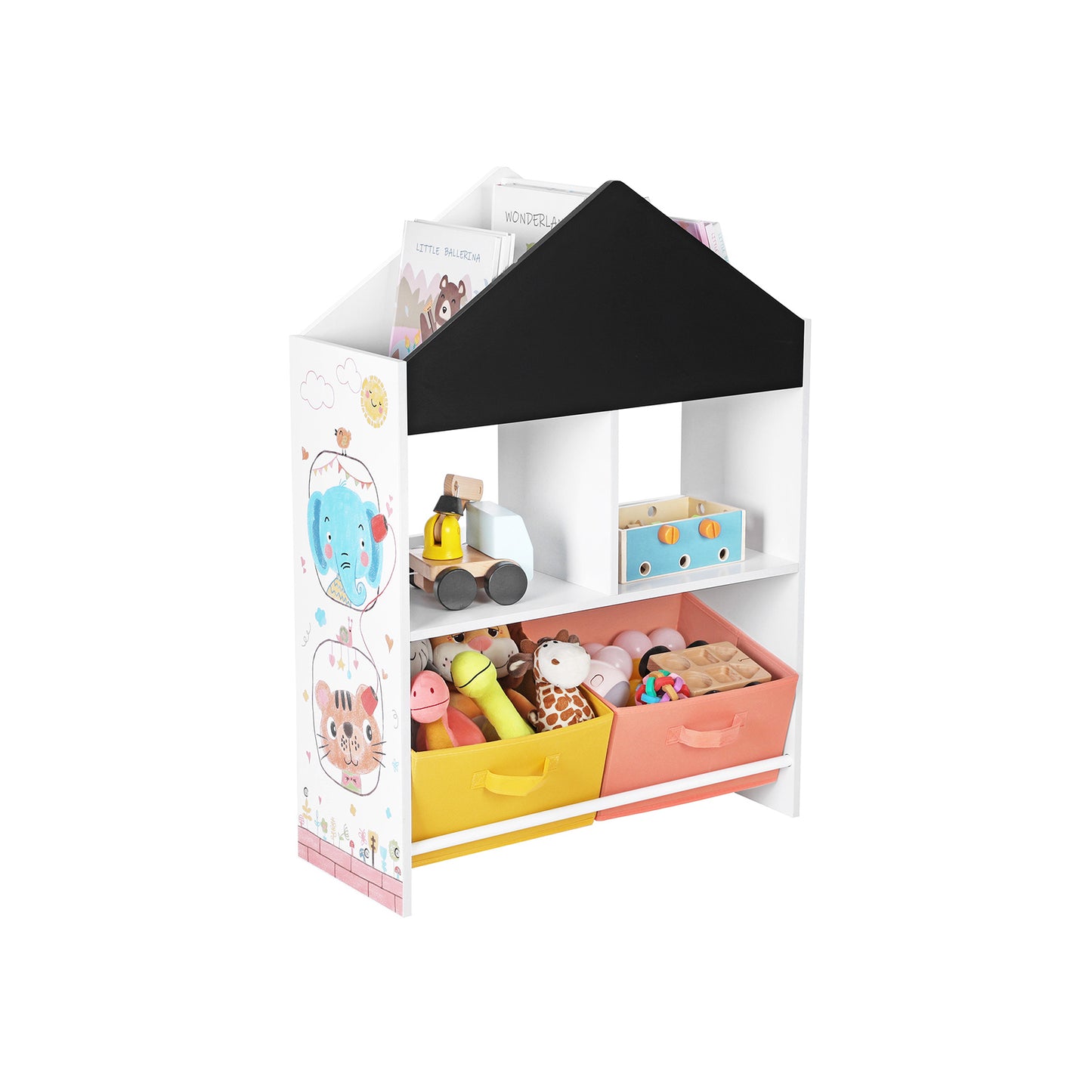 White Toy Organiser with Chalkboard & Containers - image 2