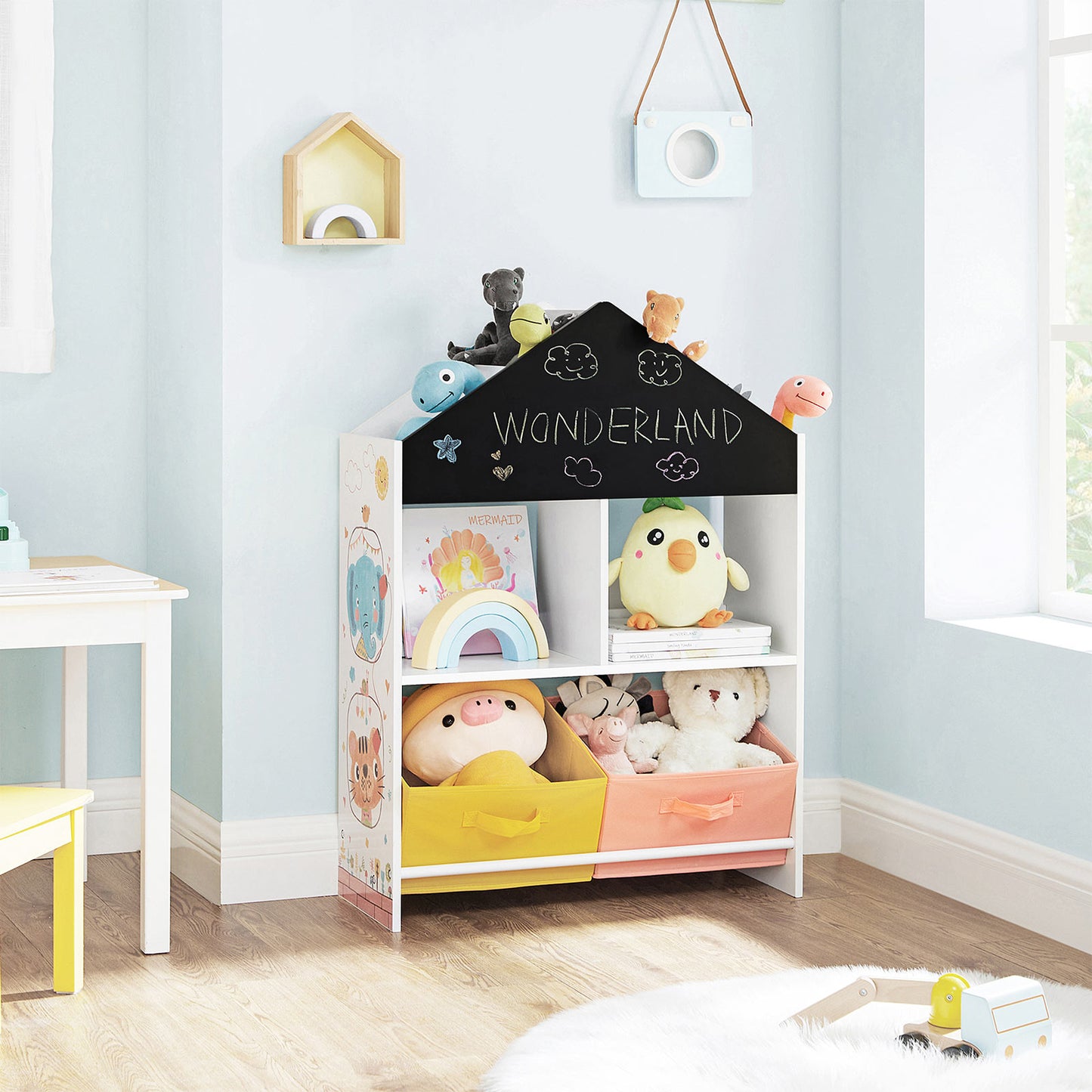 White Toy Organiser with Chalkboard & Containers - image 3