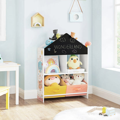 White Toy Organiser with Chalkboard & Containers - image 3