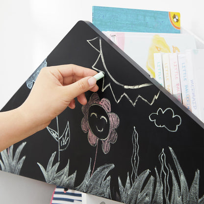 White Toy Organiser with Chalkboard & Containers - image 5