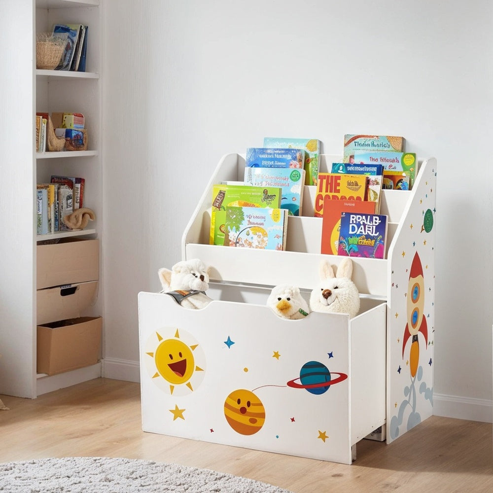 Toy Storage Rack, Kids Bookshelf and Toy Organiser with 3 Shelves, for Children's Room and Playroom