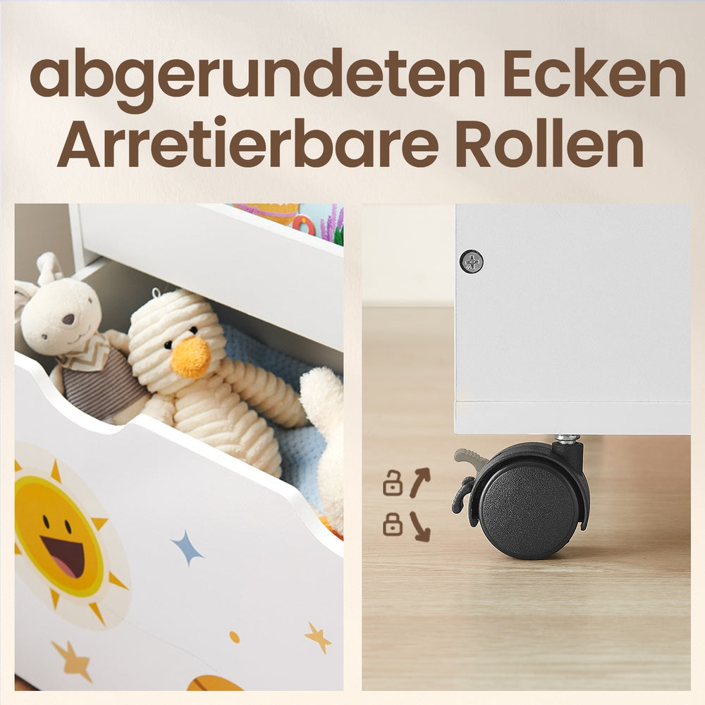 Toy Storage Rack, Kids Bookshelf and Toy Organiser with 3 Shelves, for Children's Room and Playroom