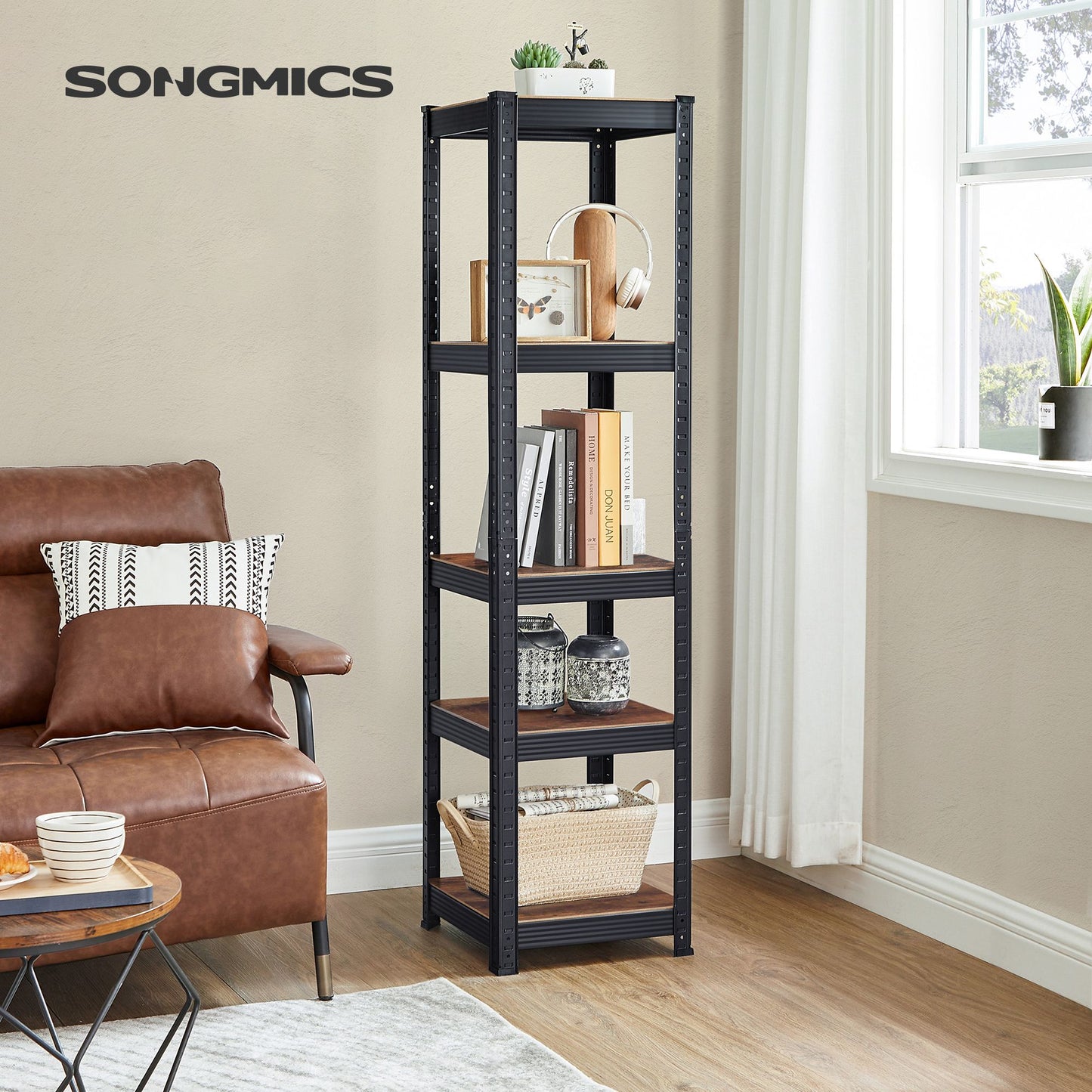 5-Tier Steel Shelving Unit,bookshelf 37 x 37 x 150 cm - image 3