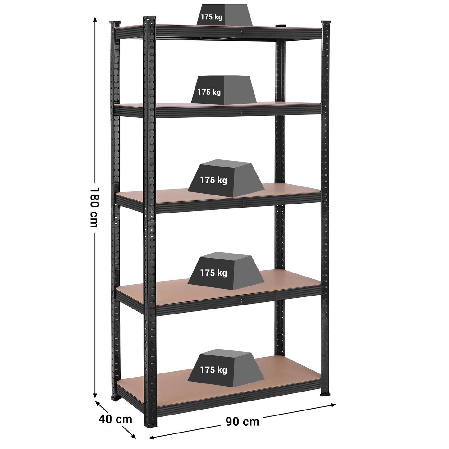 5-Tier Steel Shelving Unit 40 x 90 x 180 cm - image 4