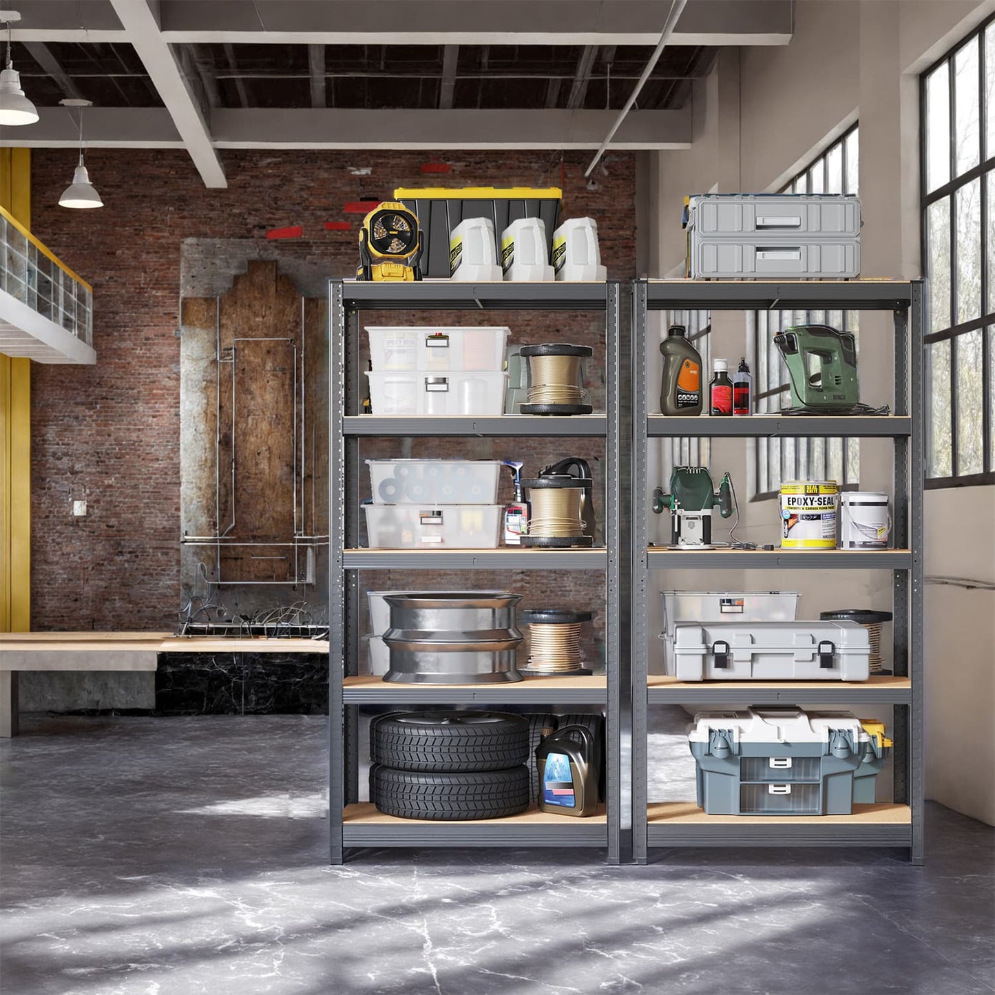 Garage Storage Shelving Set of 2, 40 x 90 x 180 cm, Silver - image 9