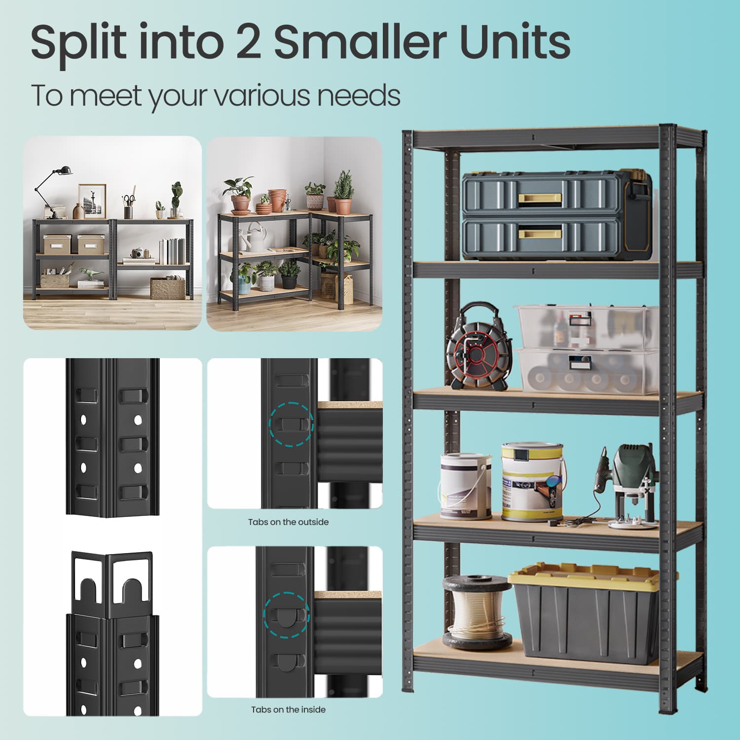 Garage Storage Shelving Set of 2, 40 x 90 x 180 cm, Silver - image 11