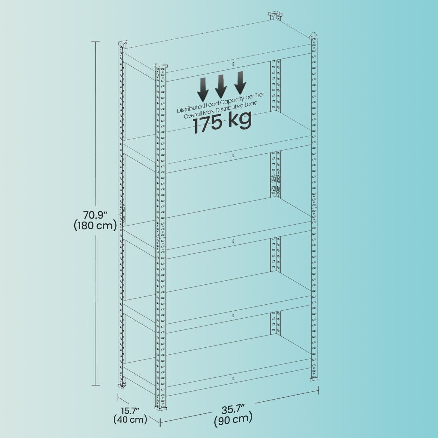 Garage Storage Shelving Set of 2, 40 x 90 x 180 cm, Silver - image 14