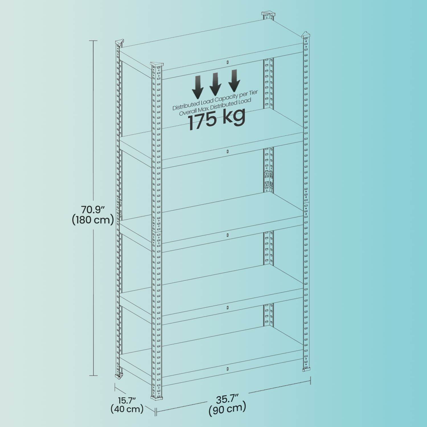 Garage Storage Shelving Set of 2, 40 x 90 x 180 cm, Silver - image 14