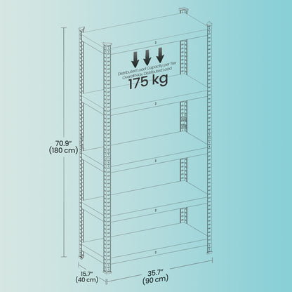 Garage Storage Shelving Set of 2, 40 x 90 x 180 cm, Silver - image 14