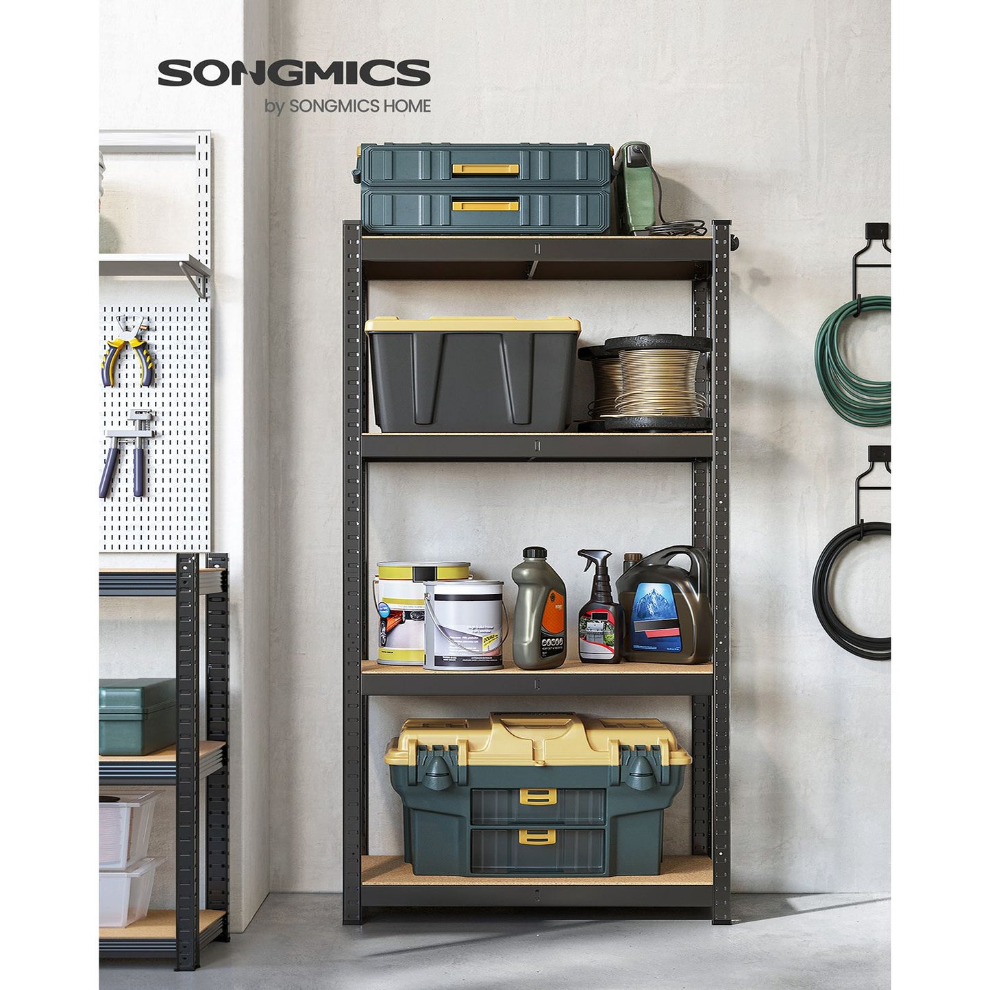 4-Tier Shelving Unit with 520 kg Capacity Black - image 3