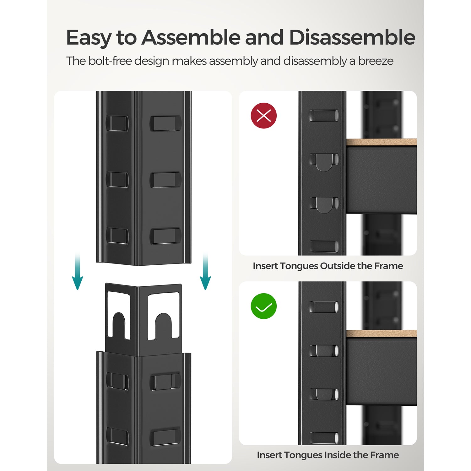 4-Tier Shelving Unit with 520 kg Capacity Black - image 6