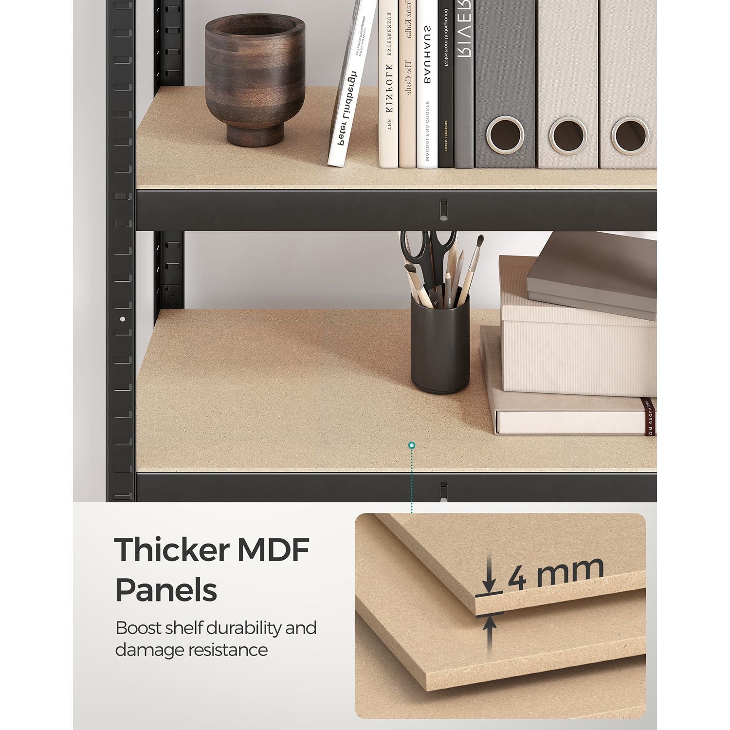 4-Tier Shelving Unit with 520 kg Capacity Black - image 9