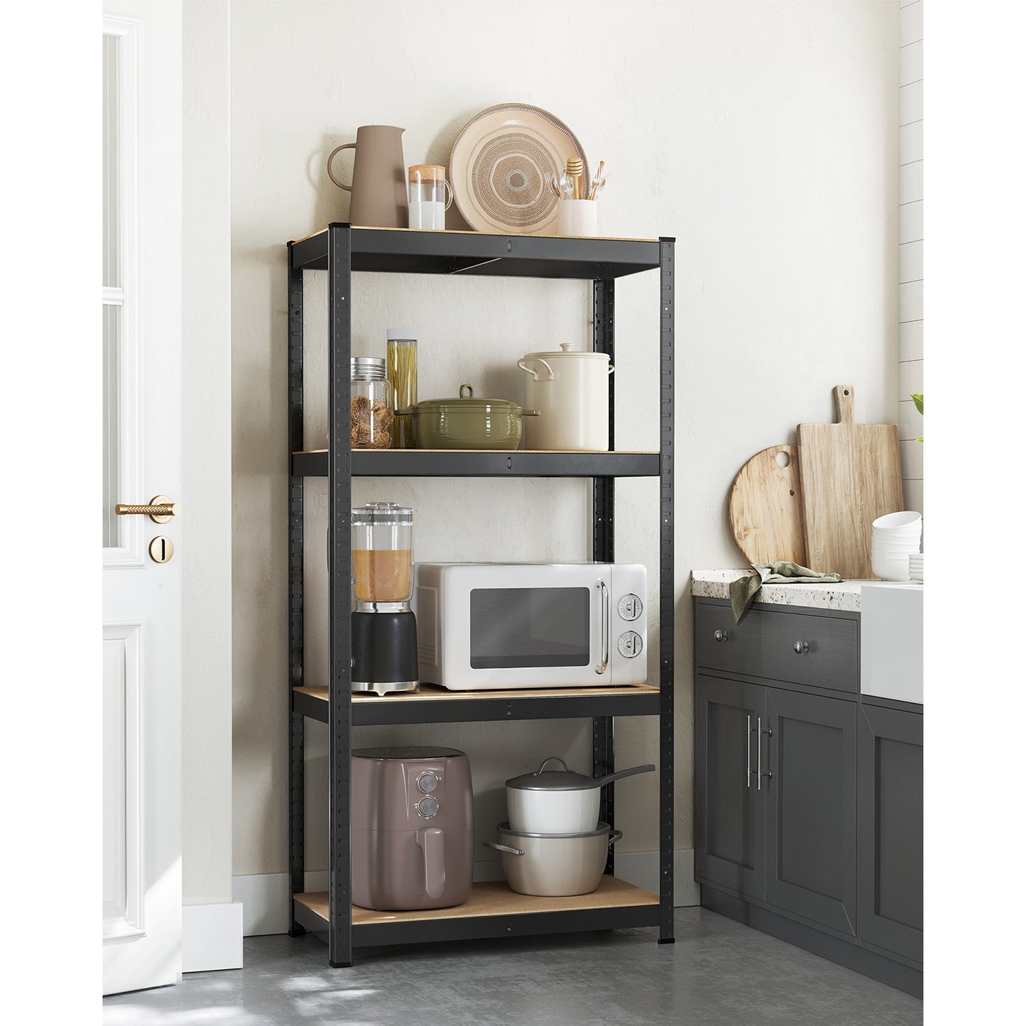 4-Tier Shelving Unit with 520 kg Capacity Black - image 10