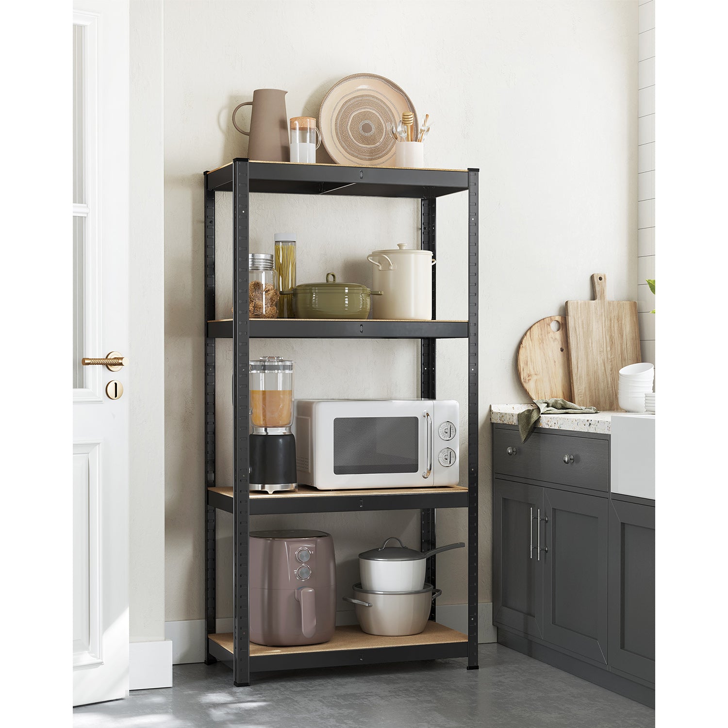 4-Tier Shelving Unit with 520 kg Capacity Black - image 10