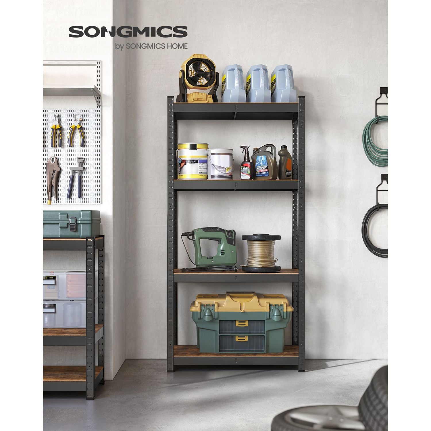 4-Tier Shelving Unit with 520 kg Capacity Black - image 13