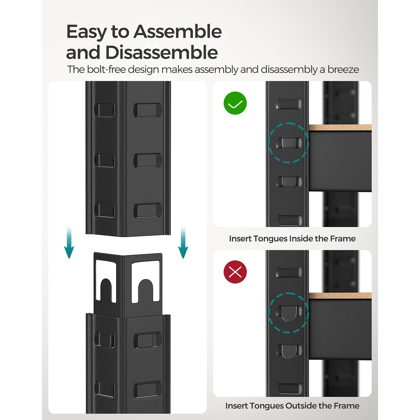 4-Tier Shelving Unit with 520 kg Capacity Black - image 16