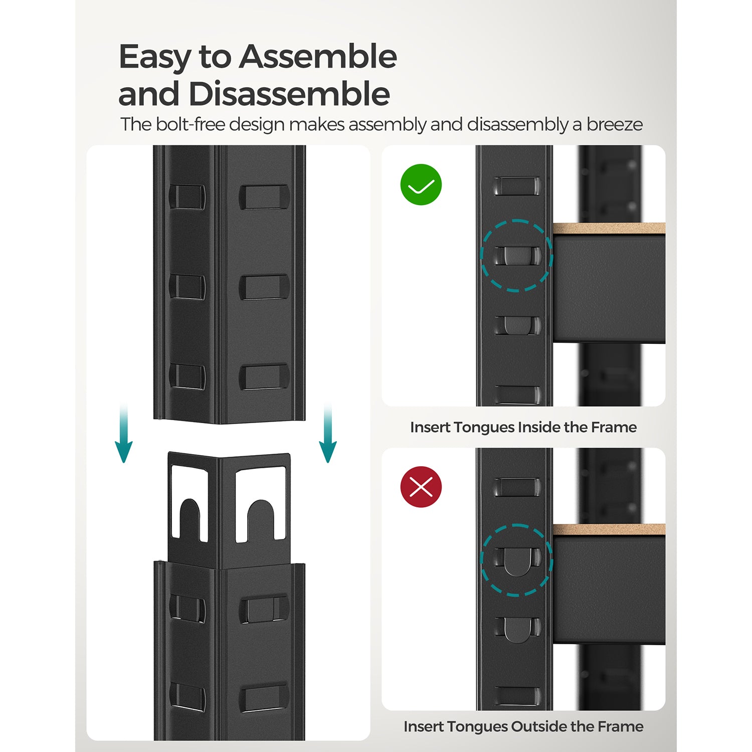 4-Tier Shelving Unit with 520 kg Capacity Black - image 16
