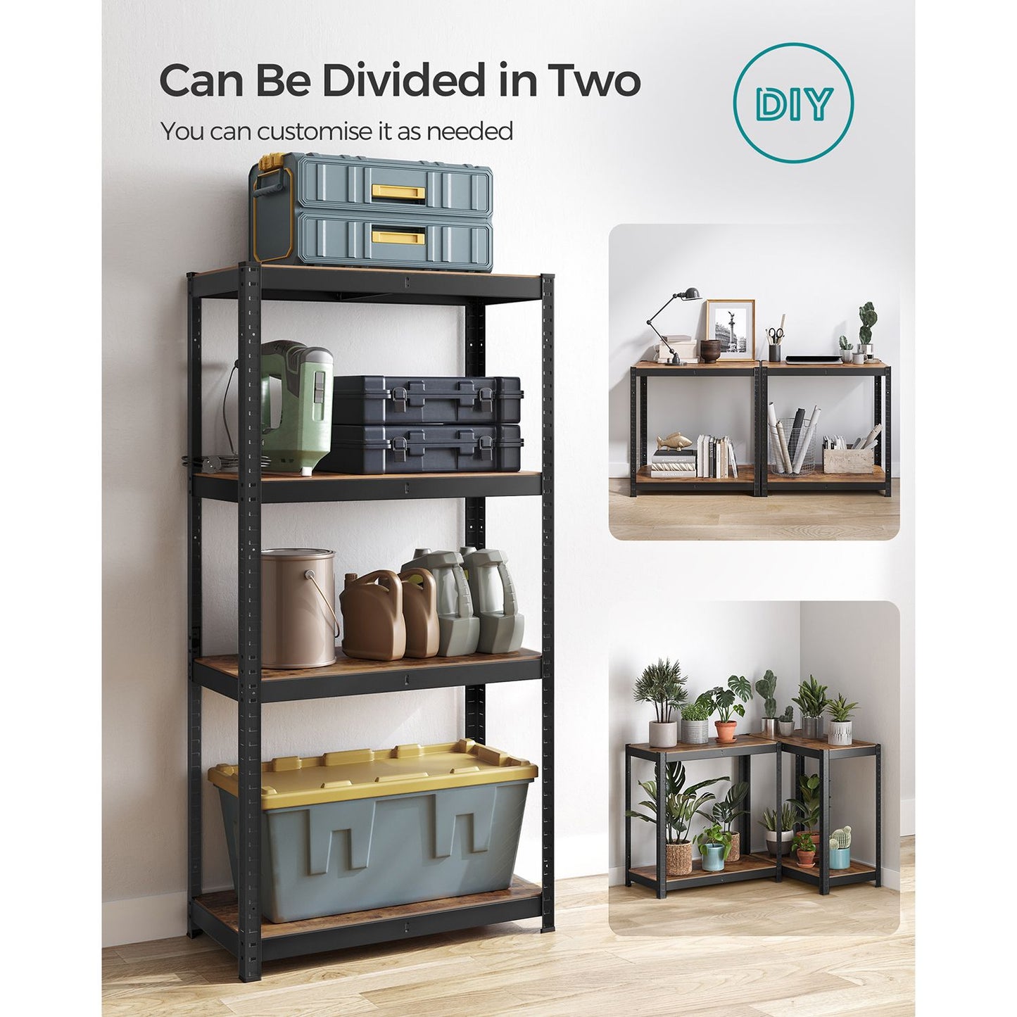 4-Tier Shelving Unit with 520 kg Capacity Black - image 17