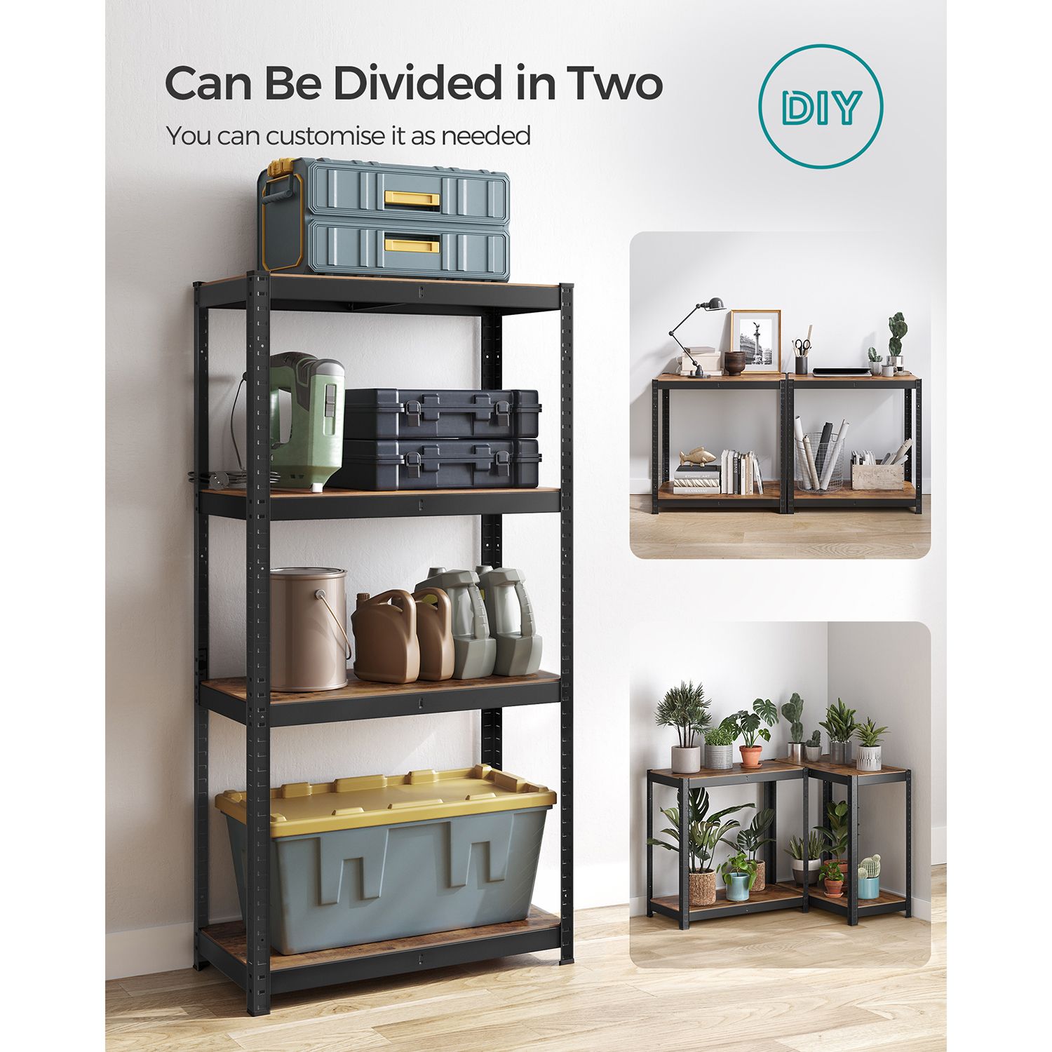 4-Tier Shelving Unit with 520 kg Capacity Black - image 17