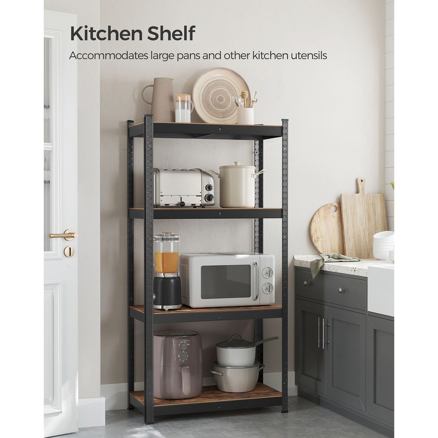 4-Tier Shelving Unit with 520 kg Capacity Black - image 20